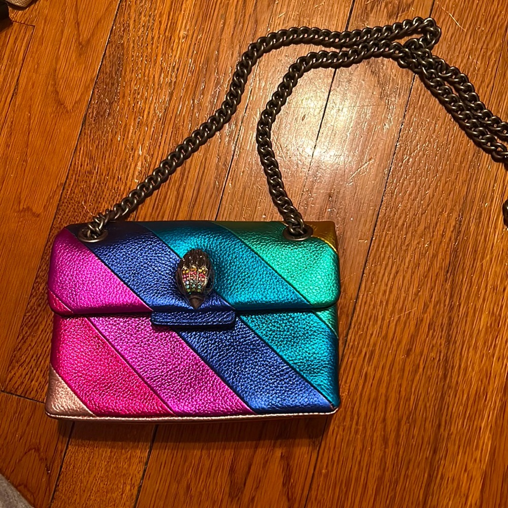 Rainbow Metallic Leather Peacock handbag